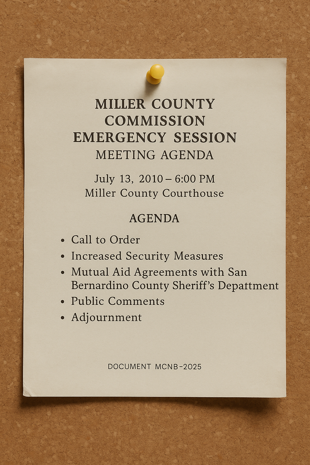 County Commission Meeting Agenda